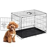 Sweetcrispy 30 Inch Single Door Dog Crate, Metal Pet Kennel with Secure Lock, Foldable Design, Removable Tray for Easy Cleaning, Portable Puppy Cage for Small Dogs, Ideal for Training & Travel
