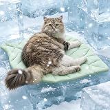 Nimorio Cat Cooling Mat Cat Leaf Bed Mat Comfortable Soft Fabric Breathable Cozy for All Seasons 26.5"x20.5" Ideal for Cats Small Pets