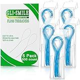 Floss Threaders, Orthodontic Threader, Ultraclean Access Tool for Maintaining Oral Health with Braces, Bridges, and Implants 500 Count (5Pack)