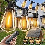addlon 52(48+4) FT Solar String Lights Waterproof,Patio Lights Solar Powered with Remote & USB Port 16+1 LED Shatterproof Bulbs 3 Light Modes, Dimmable Solar Light for Camping Backyard Garden