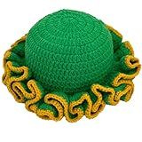 Hshsclth Handmade Crochet Hat Cute Bucket Hat for Women Boho Multicolor Ruffle Brim Crochet Knit Bucket Hat (US, Alpha, One Size, Green Yellow)