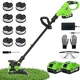 12" Cordless Weed Wacker String Trimmer with 2x5.0ah Battery and Charger, Electric Grass Trimmer 20V Battery Powered Weed Eater String, Edger Lawn Tool Grass Cutter with 8pcs Line Lawn Mover