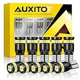 AUXITO 194 LED Light Bulb 6000K White 168 2825 W5W T10 Wedge 24-SMD 3014 Chipsets LED Replacement Light Kit Error Free for Car Interior Dome Map Door License Marker Lights, Pack of 10