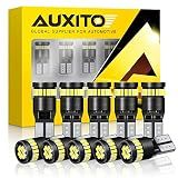 AUXITO 194 LED Bulb 6000K White Dome Light, 168 2825 W5W T10 Wedge 24-SMD 3014 Chipsets Error Free LED Replacement Light for Car Interior LED Dome Map Door License Marker Lights, Pack of 10