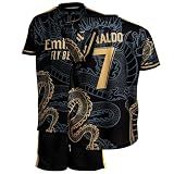PURESTOF #7 Special Dragon Edition Kids Soccer Jersey Kit Shorts Youth Sizes (Black, 176 (12-13 Years Old))