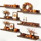 upsimples Floating Shelves for Wall Decor and Storage, Brown, 6Pcs 15.7''