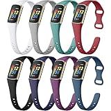 Maledan 8 Pack Band Compatible with Fitbit Charge 5 Bands/Charge 6 Bands for Women Men, Soft Silicone Adjustable Sport Slim Waterproof Replacement Wristband for Fitbit Charge 6 & 5 Fitness Tracker