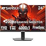 SANSUI Gaming Monitor, 24 Inch 200Hz 180Hz, FHD 1080P 1ms 110% sRGB Computer Monitor, HDMI DP Ports VESA Support for Game Office (HDMI Cable Included ES-G24F4H)