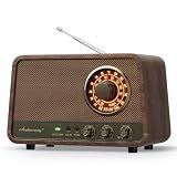 Audiocrazy Vintage Wood AM FM Bluetooth Radio,10W Powerful Sound, Espresso