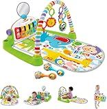 Fisher-Price Baby Playmat Deluxe Kick & Play Piano Gym for Learning & 2 Maracas Soft Rattles for Newborn to Toddler Play Ages 0+ Months