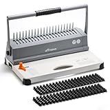 OFFNOVA Binding Machine, 21-Hole 450 Sheets Paper Comb Binding Machine for Letter Size / A4 / A5 Paper, Easy to Punch Handle, Adjustable Margin, Book Binder with 100 PCS 3/8'' Comb Binding Spines