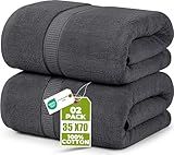Utopia Towels Jumbo Bath Sheet 2 Piece, 600 GSM, 35 by 70 Inches, 100% Ring Spun Cotton, Absorbent and Quick Dry Extra Large Bath Towel, Grey