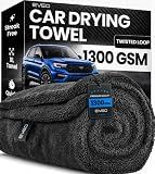 EVEO Car Drying Towel - (1300 GSM) XL Drying Towels Car Detailing - Car Microfiber Towel (36"x24") Microfiber Drying Towels for Cars Towels Drying, Car Wash Towels, No Scratch, Ultra Absorbent - Grey