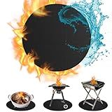 36" Fire Pit Mat for Solo Stove Bonfire, Double-Sided Fireproof Under Grill Mat, Heavy-Duty Heat Resistant Patio Deck Protector, Round BBQ Mat for Outdoor Firepit Accessories, Reusable & Easy Clean
