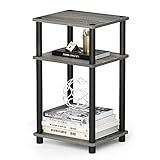 Furinno JUST Side Table, 3-Tier End Table, Open Shelves Night Stand, Bedside Table, Toolless Assembly, for Living Room, Bedroom, Bathroom, French Oak