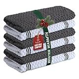 Infinitee Xclusives 100% Cotton Kitchen Towels - 15x25 Inch Ultra Soft Tea Towel, Super Absorbent Terry Dish Towels for Kitchen Linens |Grey|