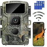 KJK Trail Camera 4K 64MP WiFi Bluetooth Game Camera, Night Vision Wildlife Hunting Camera, 0.1s Trigger Motion Activated, IP67 Waterproof, 130° Wide Angle for Deer & Farm Security