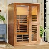 Saunapro 2- Person Infrared Sauna for Home, Low EMF FAR Remotely Controllable Indoor Sauna with WiFi & BT Control, Light Therapy, Wood Dry Sauna with Auto Off and Safe Flame-Retardant Material