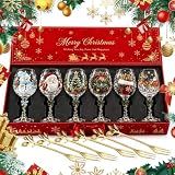Christmas Wine Glass Collection Gift Box Set,Christmas Glass Cup，6PC#