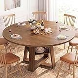 DUMOS Extendable Round Dining Table for 4-8, Modern Kitchen Oval Dinner Table with Storage Shelf, Wood Pedestal Table, Space Saving Modern Style, Brown