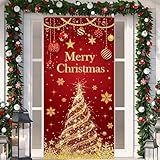 IMISHM Christmas Tree Door Cover Christmas Door Decorations Christmas Door Banner Front Door Christmas Decorations Christmas Proch Sign for Christmas Holiday Decorations