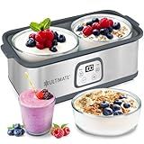 Ultimate Probiotic Yogurt Maker with Adjustable Time & Temp Control - Make Trillions of Live Probiotics with Two 1-Quart Containers for Larger Batches - Greek Yogurt Maker - ULTIMATE LIFETIME WARRANTY