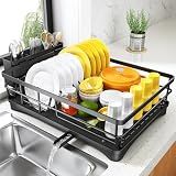 SNTD Dish Drying Rack for Kitchen Counter, 11.8" W x 16.7" L, Black