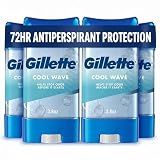 Gillette Antiperspirant and Deodorant for Men, 72hr Clinical Strength Sweat & Odor Protection, Long Lasting Freshness, Anti-White Mark Technology, Clear Gel, Cool Wave Scent, 3.8 oz (Pack of 4)