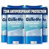 Gillette Antiperspirant and Deodorant for Men, 72hr Clinical Strength Sweat & Odor Protection, Long Lasting Freshness, Anti-White Mark Technology, Clear Gel, Cool Wave Scent, 3.8 oz (Pack of 4)