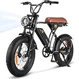 CYCROWN CycRun Electric Bike for Adults 750W Motor with 374.4WH Battery, 20MPH 55Miles Moped Style Ebike for Adults, 20" Fat Tire Commuting Off Road Mountain Ebike with Hydraulic Suspension, UL2849