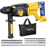 SDS-Plus Cordless Rotary Hammer Drill for Dewalt 20V Battery,Brushless Motor, Safety Clutch, 4 Functions, LED Light with Vibration Control, 5 Drills with Carry Bag(No Battery)