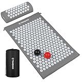 TOMSHOO Acupressure Set, Acupressure Mat and Pillow with 2pcs Massage Balls- Pain Relief Therapy Muscle Back Neck with Travel Bag for Men and Women