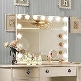 Ratsamee Hollywood Vanity Mirror with Lights, 15 Dimmable Bulbs, 3 Color Lights, Make Up Lighted Mirror, USB Charging Port, Valentines Day Gifts for Her, Gifts for Women Wife Teengirls（23" x 18"）
