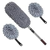 IPELY 3 Pack Large Microfiber Car Duster Exterior Scratch Free with Extendable, Car Duster Interior Multipurpose dust Cleaning