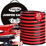 TOPDC 4 Gauge 25 Feet Jumper Cables for Car, SUV and Trucks Battery, Heavy Duty Automotive Booster Cables for Jump Starting Dead or Weak Batteries with Carry Bag, (TD-P0425)