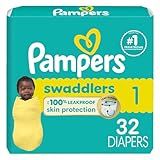Pampers Baby Diapers - Swaddlers - Size 1, 32 Count, Ultra Absorbent Disposable Infant Diaper