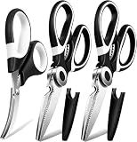 OMDAR 3 Pack Kitchen Scissors & Seafood Scissors Set, Sharp Kitchen Shears