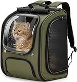 Pecute Cat Backpack Carrier, Large Space Cat Bubble Backpack, Breathable Cat Carrier, Shaded Dog Backpack Carrier, Ergonomic 3D Design for Travel, Hiking, Suitable for Shopping, and Vet, Green