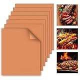 WIBIMEN Grill Mats for Outdoor Grill, Copper 7pcs Grill Mat, 100% Non-Stick PFOA Free 15.75 x 13, Heavy Duty, Reusable and Easy to Clean - Gas Charcoal & Electric BBQ