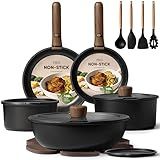 CAROTE 19pcs Pots and Pans Non Stick, Cookware Sets Detachable Handle, Induction Kitchen Pots and Pans,NonStick Cooking Set, Oven/Dishwasher/Fridge Safe, Space Saving