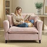 ERYE 46.9" Chenille Upholstered Accent Chair Wide Seat for Living Room Bedroom, Modern Leisure Cushion Armchair W/ 2 Pillows and Removable Cover for Home Apartment Office