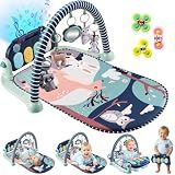Joryuek Baby Play Mat, Tummy Time Mat with Piano Music and Lights, Baby Activity Play Gym with Sensory Development Toys, Boy and Girl Gifts for Newborn Infant Aged 0 to 3 6 9 12 Months (Navy Blue)