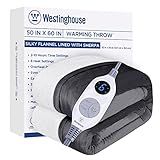 Westinghouse Heated Throw Blanket, Electric Blanket Throw with 6 Heating Levels and 2-10 Hours Time Settings, Flannel to Sherpa Super Cozy Heated Blanket Machine Washable, 50x60 inch, Charcoal