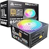 Auotac 850W Fully Modular Power Supply, 80+ Gold Certified PSU, ATX 3.1 & PCIe 5.1 Ready, 12V-2x6 Native Connector, 140mm RGB Low-Noise Smart Fan, 105℃ Japanese Capacitors, Black