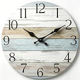 HYLANDA 8 Inch Wall Clock, Silent Battery Operated Analog Clock, Blue