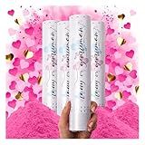 PrimePure Gender Reveal Confetti Cannon - Biodegradable Powder & Heart Shaped Confetti Poppers - Pink, 4 Pack - Baby Girl Gender Reveal Smoke Bombs - Powder Cannon Party Poppers Pink Party Supplies