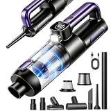 Car Vacuum Portable Cordless, 4-in-1 18000Pa Handheld Vacuum Cordless with LED Light, 120W Brushless Motor, 6000mAh Rechargeable Hand Mini Vacuum with Multi-Nozzles for Car, Home, Office & Pet Hair