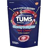 TUMS Chewy Delights Ultra Strength Antacid Soft Chews for Chewable Heartburn Relief and Acid Indigestion Relief, Very Cherry - 32 Count