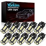 Yorkim 3157 LED Light Bulbs White Super Bright,3056 3156 3156A 3057 4057 3157 4157 T25 LED Bulbs for Brake Lights, Backup Reverse Lights,Reverse Tail Lights - Pack of 10