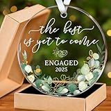 HEXMOZ Engagement Gifts for Couples - Engagement Gift for Newly Engaged Couples, Women, Fiance, Her - Bride to Be Gifts, First Christmas Just Engaged Acrylic Ornament 2025 - Party Decorations
